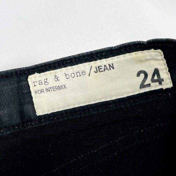 Rag & Bone Jeans - Intermix - Black Tuxedo Stripe Jean Leggings 24" / 24 + 25" - Picture 4 of 11